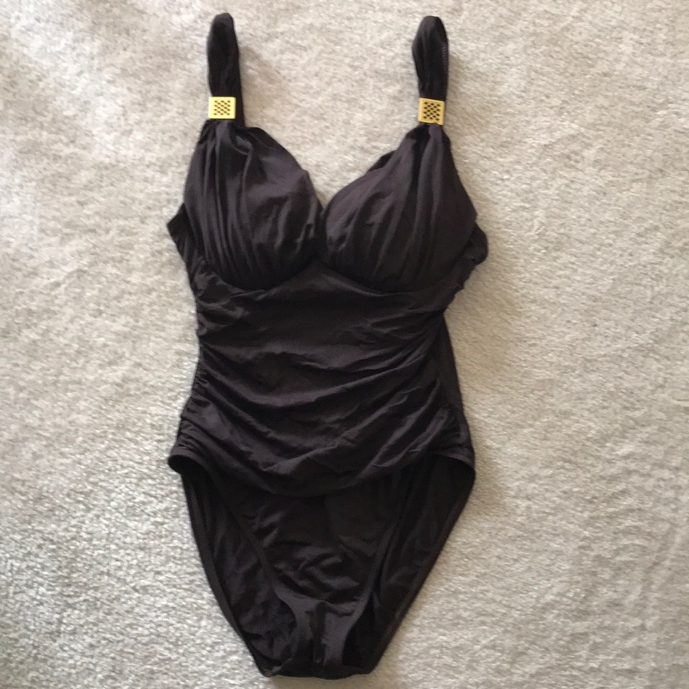 La Blanca brown/gold sexy one piece swimsuit